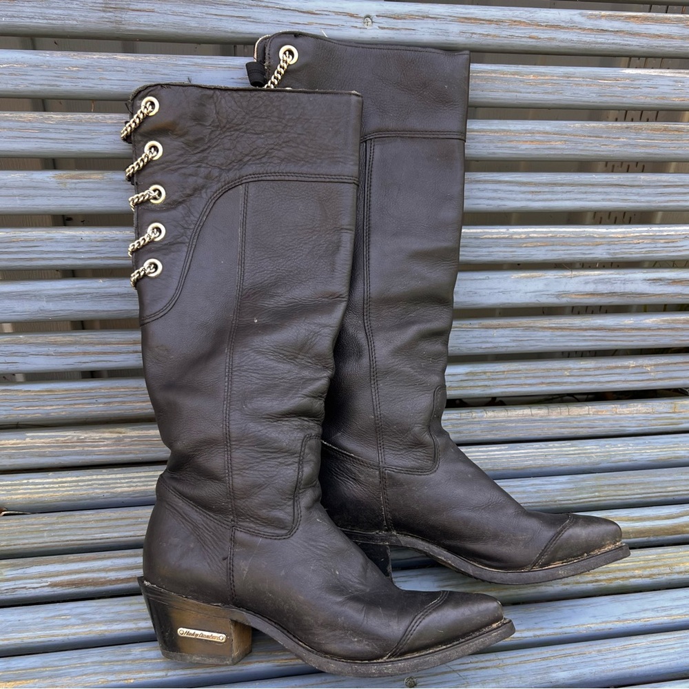Vintage Harley Davidson Western Style Heeled Boots - Picture 3 of 11